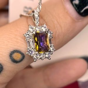 Bomb Party Blue Box Necklaces "Defining Moments" Lab Created Yellow Rainbow Topa